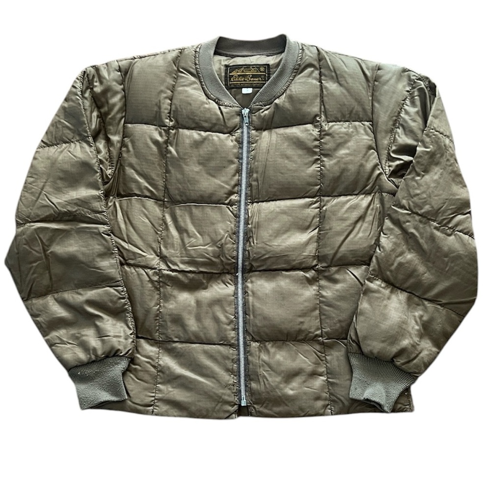 Vintage 70s Eddie Bauer Goose Down Quilted Jacket Green Men’s Size Small